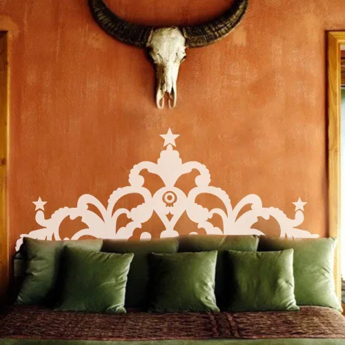 Decoración geométrica de dormitorio Shabby Chic cabecera de vinilo para dormitorio, calcomanía de pared para dormitorio, no cabecera real (tamaño