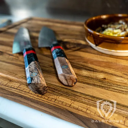 Vista 8 de Dalstrong Cuchillo de chef 8 pulgadas Serie Firestorm Alpha Acero de alto carbono 10Cr15CoMoV premium Mango tradicional japonés de madera