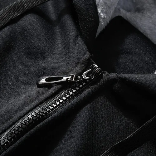 Vista 5 de ZITY - Sudadera de invierno con capucha y cremallera para hombre, chaqueta abrigada de vellón, con forro de Sherpa