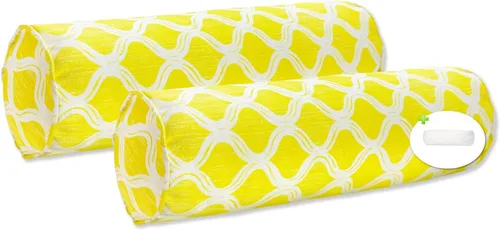 Vista 19 de Fabritones Paquete de 2 almohadas decorativas impermeables para exteriores con insertos para muebles de patio, 20 x 6 pulgadas, resistentes a