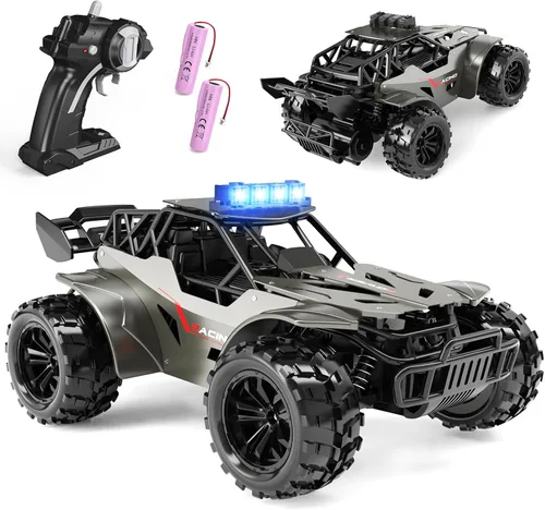Coche de control remoto de 2.4 GHz, camión de control remoto, carcasa de metal de alta velocidad, 20 KM/H, Monster RC Truck Off Road con faros LED,