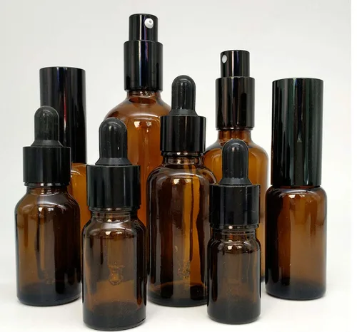 Vista 8 de ausuky - 2 botellas de vidrio ámbar marrón con gotero de goma, pipeta E jugo barba aceite 0.2 fl oz