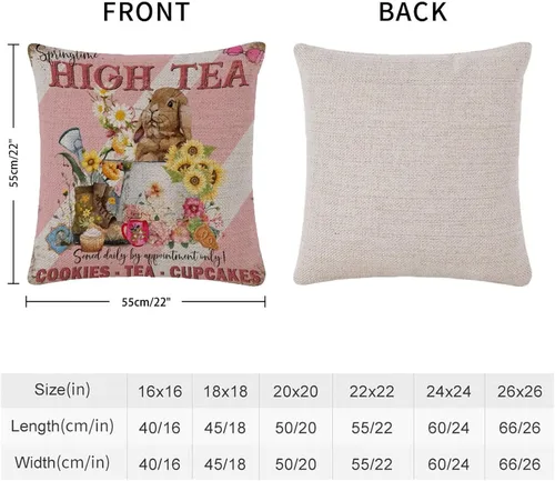 Vista 14 de Fundas de almohada vintage de conejo de Pascua, flores de primavera, huevos de Pascua, Navidad, 16 x 16 pulgadas, funda de almohada de lino