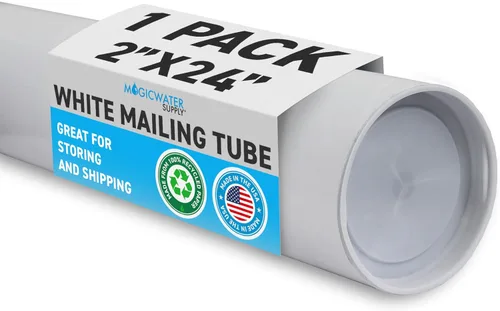 MagicWater Supply Tubo de correo de 2 x 24 pulgadas, color blanco, 1 paquete, para envío y almacenamiento de carteles, artes, manualidades y