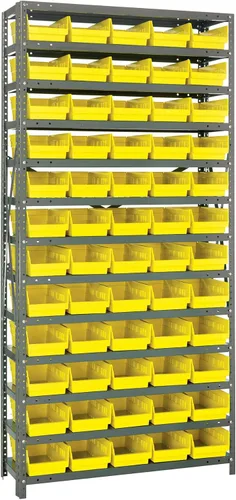 Vista 229 de Quantum QSBU-245BK Heavy Duty Shelving Unit with (7) Shelves and (24) QUS245 Black Bins for Garage Warehouse Storage Distribution 400 lb Load
