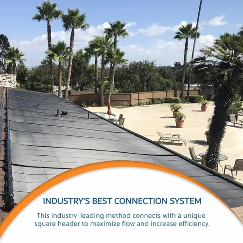 Vista 3 de SolarPoolSupply Panel solar de calentador de piscina de grado industrial: sistema de montaje superior sin tirantes de viento alto y máxima