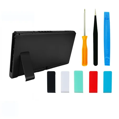 Vista 5 de CTHTBZ 4PCS Replacement Kickstand Bracket Holder for Nintendo Switch, Soft Touch Plastic Back Kick Stand With Repair Tool Kit Part Compatible with