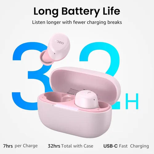 Vista 4 de TOZO Auriculares inalámbricos A1 Bluetooth 5.3 de peso ligero en el oído IPX5 Auriculares impermeables 2 micrófonos para llamadas AI, auriculares