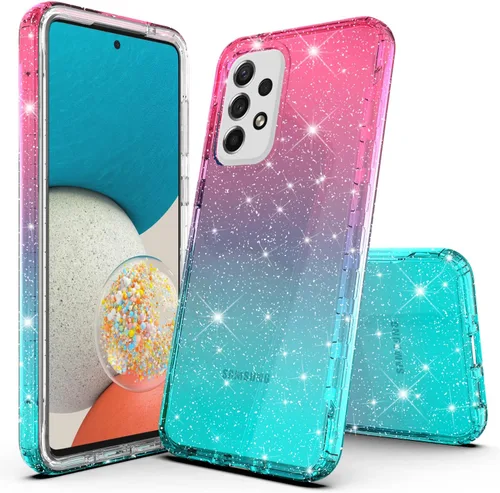 Vista 7 de Compatible con Samsung Galaxy A32 5G, funda híbrida transparente de TPU suave transparente para Samsung Galaxy A32 5G (azul)