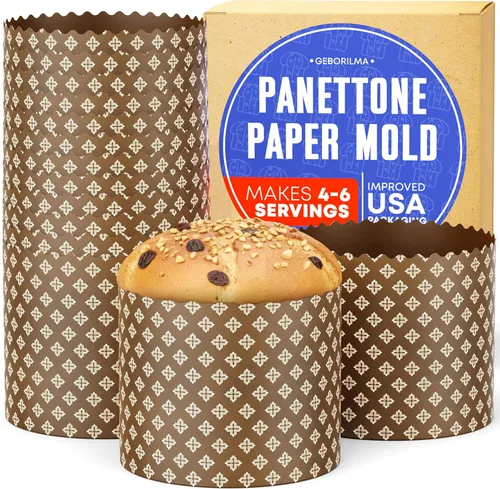 Vista 7 de Molde de papel para panettone premium mediano - 18 oz Molde desechable para panettone de 5 pulgadas 500 g - 12 unidades de formas para hornear paska