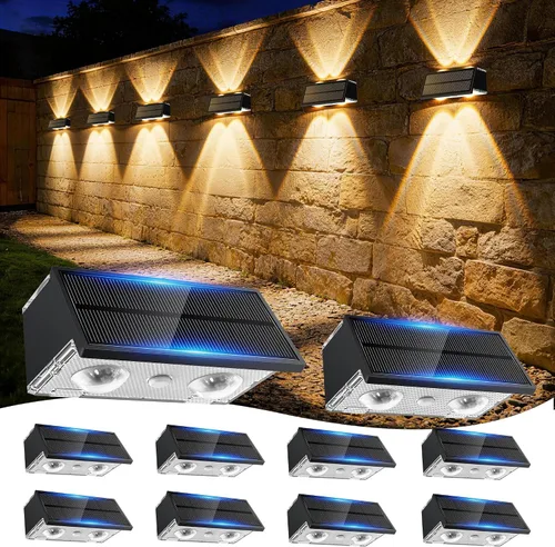 Vista 11 de Luces solares para valla al aire libre, paquete de 2 luces solares Negro