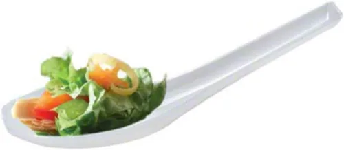 Vista 2 de 100 cucharas de sopa chinas negras de plástico desechables, cucharas de sopa asiática, cucharas de postre y cuchara de muestra