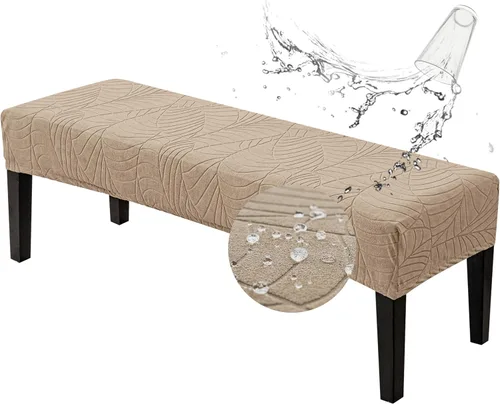 Vista 14 de Genina Fundas impermeables para banco de comedor, protector de asiento de banco de jacquard elástico, funda de banco rectangular para dormitorios