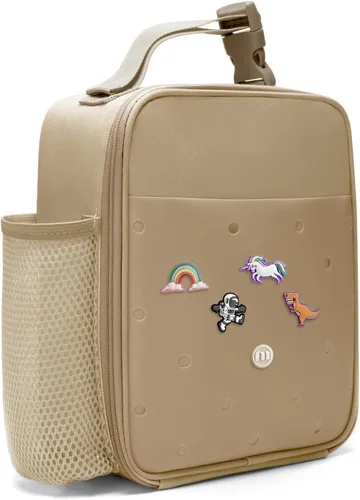Vista 13 de MEXS Bolsa de almuerzo para niños, lonchera aislada para niñas y niños, lonchera duradera (ajustable) con soporte para botella de agua/forro