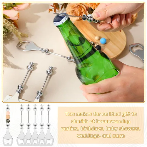 Vista 4 de FoldTier Abrebotellas reutilizable con cuentas, 6 unidades, para camareros, bricolaje, para verano, cumpleaños, boda, Navidad, fiesta, recuerdo