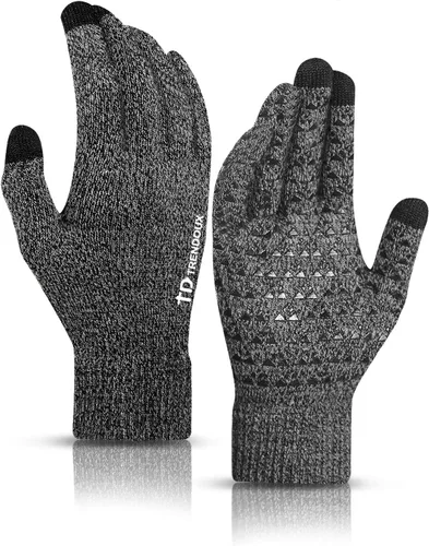 TRENDOUX - Guantes de invierno para hombre y mujer, compatibles con pantalla táctil, con gel de silicona antideslizante, puño elástico, forro de