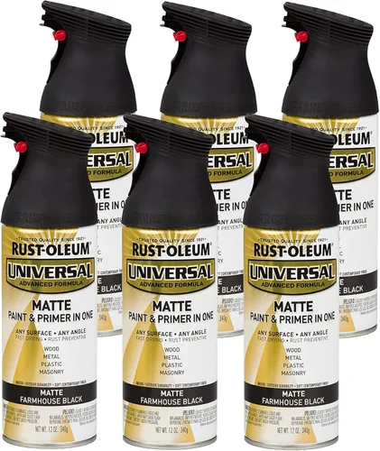Vista 50 de Rust-Oleum 267298-6PK Pintura en aerosol martillada universal para todas las superficies, 12 onzas, blanco, paquete de 6