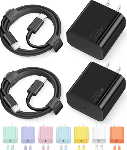 Cargador de carga rápida para iPhone 17, 16, 15, cargador tipo C, cargador USB C, cargadores de aire para iPhone con 2 cables de 6 pies para iPhone