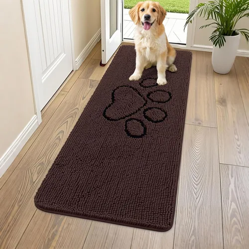 Vista 174 de Smiry Tapete para puerta de perro para patas fangosas, absorbente y Gris y negro