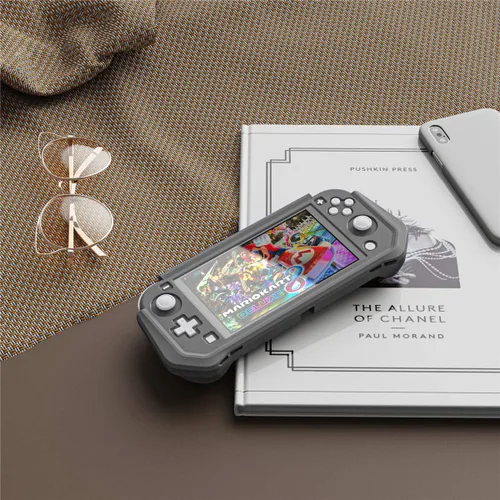 Vista 5 de iNOTOGG Compatible with Nintendo Switch Lite, Gray, Ergonomic Design Protective Case with Anti-Scratch Material, Includes Wet and Dry Wipes for