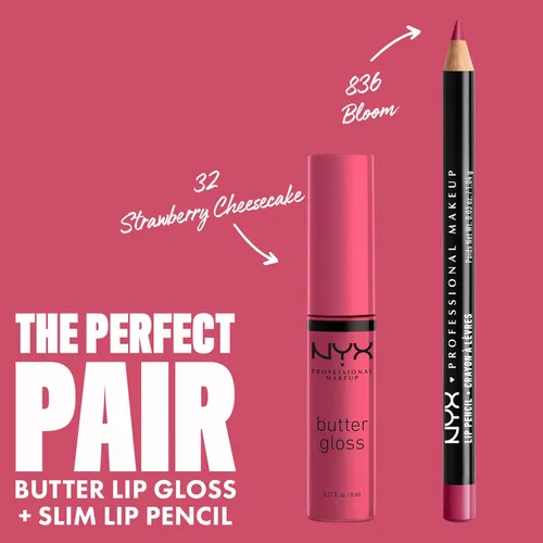 Vista 4 de NYX MAQUILLAJE PROFESIONAL Brillo de mantequilla, brillo de labios no pegajoso - tarta de queso de fresa (rosa cálido)