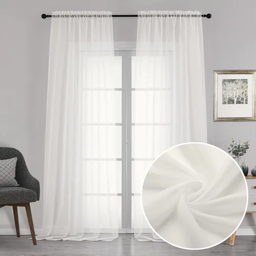 Chyhomenyc 2 paneles de cortinas traslúcidas extralargas, con jareta para cortinero, textura de gasa suave, ligeros, para ventana de dormitorio, 42