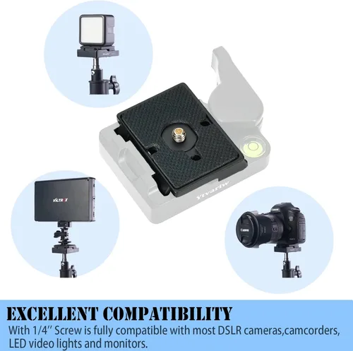 Vista 5 de 323 Placa de liberación rápida de 1/4 pulgadas con tornillo de trípode compatible con Manfrotto 200pl-14 RC2, trípode de cámara, cabeza esférica, 2