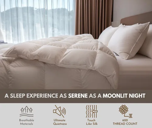 Vista 3 de OverCloud - Edredón de plumón de ganso, tamaño King, relleno de edredón de plumón para todas las estaciones, edredón de la colección de hotel, ultra