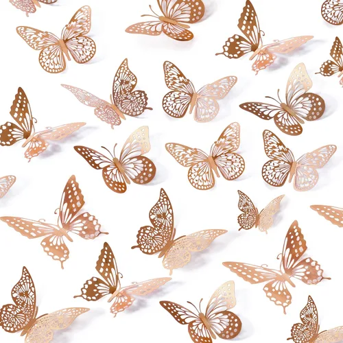 Vista 16 de SAOROPEB Decoración de pared de mariposa 3D, 48 piezas, 4 estilos, 3 tamaños, decoraciones de mariposa morada para decoraciones de cumpleaños