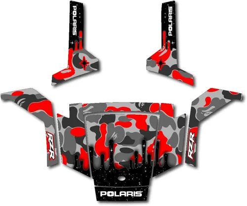 Kit gráfico de diseño salvaje gris rojo compatible con RZR70 RZR 170 10-21
