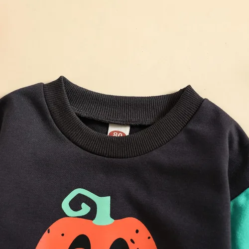 Vista 52 de Ayalinggo - Mameluco con estampado de calabaza para bebés, niñas y niños pequeños, traje de Halloween, sudadera extragrande, overol de burbuja