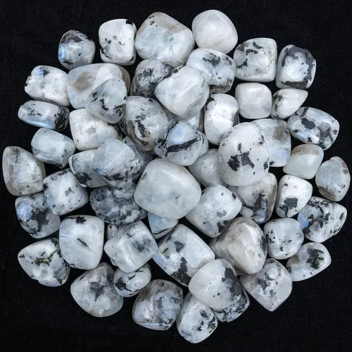 Vista 2 de Crocon Piedra lunar arcoíris de 1 libra, piedras y cristales a granel de más de 2000 quilates, kit de cristal natural para curación de Reiki pulido