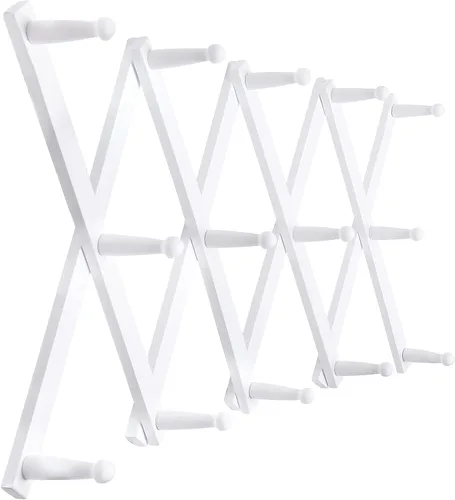 Vista 33 de SKOLOO Perchero de pared para sombreros con 14 ganchos, de madera maciza, moderno, perchero de pared expandible para abrigos, sombreros, bolsos