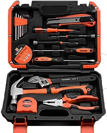 Edward Tools Harden Juego de herramientas resistentes de 18 piezas, kit de herramientas para el hogar general con martillo, alicates,