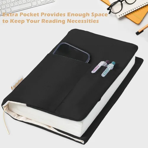 Vista 3 de Fundas de libro de lienzo, protector de libro lavable, funda de libro para novelas de tapa blanda, funda de libro ajustable para tapa dura