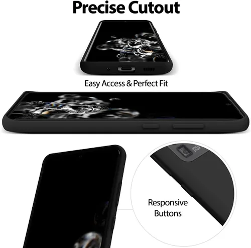 Vista 5 de GOOSPERY Funda de silicona líquida para Galaxy S20 Ultra (2020) Silky-Soft Touch Full Body Protection Funda a prueba de golpes con forro de Negro