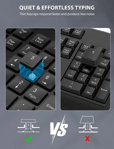 Vista 8 de Combo de teclado y mouse inalámbricos, reposamuñecas ergonómico de tamaño Negro