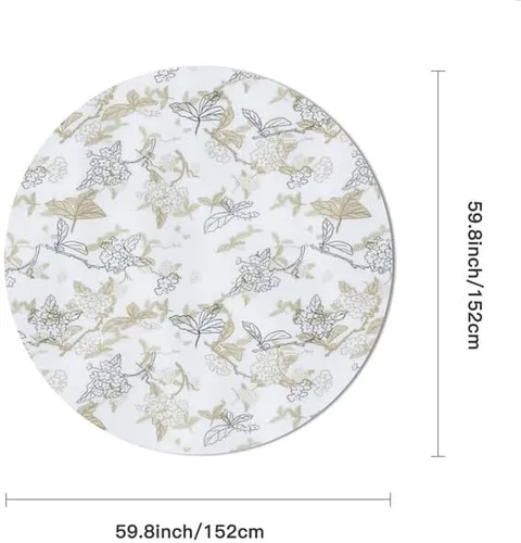Vista 2 de Pastoral Round Tablecloth Floral Print Table Cloth Decor Washable Table Cover with Wrinkle Resistant for Home Kitchen Dining Room Picnic Camping