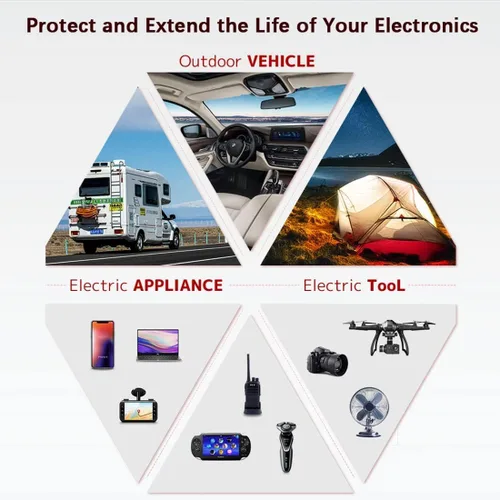 Vista 7 de 800W/2000W (pico) Inversor de corriente de coche DC 12V a 110V/120V AC Convertidor con pantalla LCD Dos salidas de CA y cargador de coche USB dual