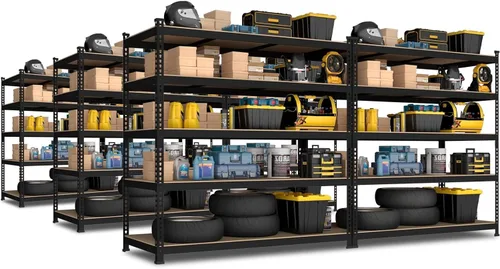 Vista 11 de PrimeZone Estantes de Almacenamiento Resistentes de 48" x 24" x 72" - Estantería de Almacenamiento de Garaje Ajustable de 5 Niveles, Unidad