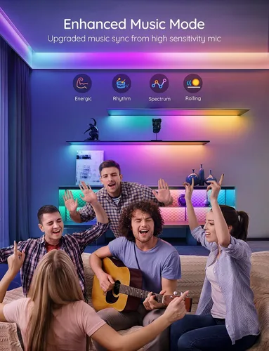 Vista 3 de Govee - Tira de luces LED RGBIC de 16.4 pies, luces LED inteligentes wifi, compatibles con Alexa y Google Assistant, control mediante aplicación