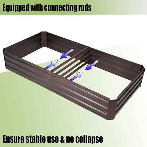 Vista 4 de LuxenHome - Kit de cama de jardín elevada galvanizada de 6 x 3 x 1 pies, para exteriores, caja rectangular de metal para jardinería, maceta grande