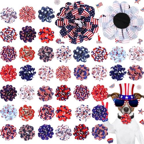 Vista 8 de Silkfly 80 piezas de collar de perro de Halloween con flores a granel para mascotas, accesorios de aseo para gatos pequeños, medianos y grandes
