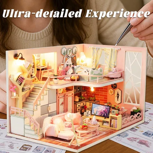 Vista 6 de Flever Casa de Muñecas en Miniatura Kit DIY para Casa Creativa con Muebles para Regalo Romántico de San Valentín (Historias de Flores)
