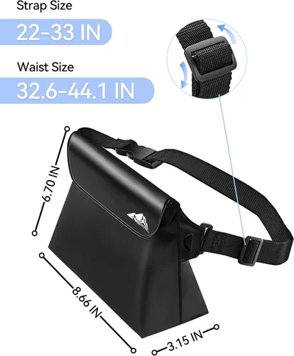 Vista 4 de HEETA Paquete de 2 bolsas impermeables con correa para la cintura, bolsa seca táctil con cinturón ajustable para teléfono, objetos de valor