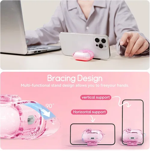 Vista 4 de con bloqueo de seguridad para estuche de AirPods 4 de Apple 2024, estuches transparentes con soporte para teléfono y kit de limpieza, funda de TPU