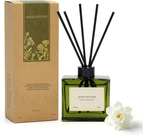 Vista 10 de Reed Diffuser, 4 oz Citrus Grove Scent Diffuser with 10 Sticks, 90 Days Long Lasting Reed diffusers for Home, Elegant Fragrance for Bathroom Bedroom