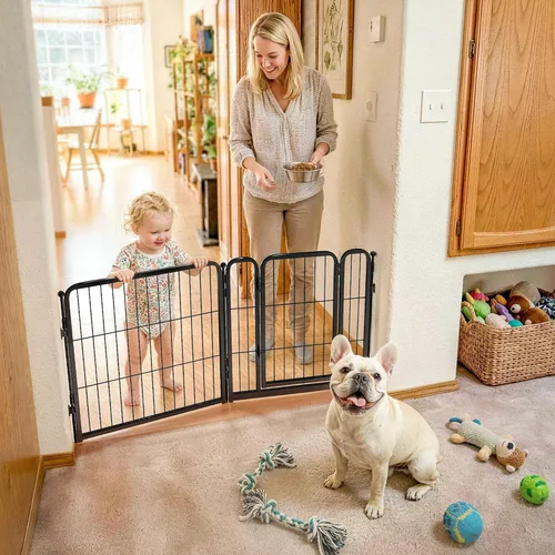 Vista 39 de FXW Puerta para perros extra ancha diseñada para uso en interiores, ancho ajustable de hasta 165 pulgadas de ancho