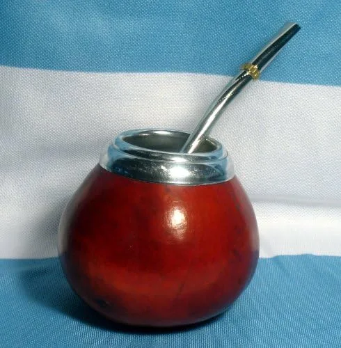 Vista 4 de Mate Calabaza Yerba Cup Con Bombilla Set Acero Inoxidable Hecho A Mano Argentina