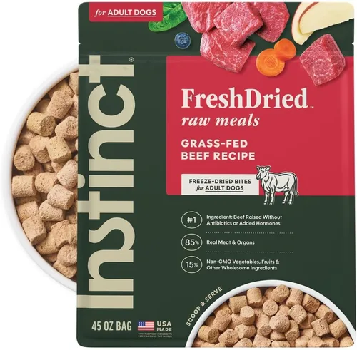 Vista 16 de Instinct Comidas crudas liofilizadas, alimento seco natural para perros, sin granos, carne de res real, bolsa de 3 onzas